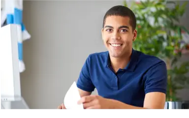 Student wearing a blue shirt